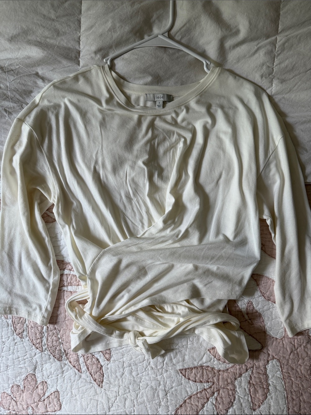 Joie Ivory Wrap-Front 3/4 Sleeve Tee